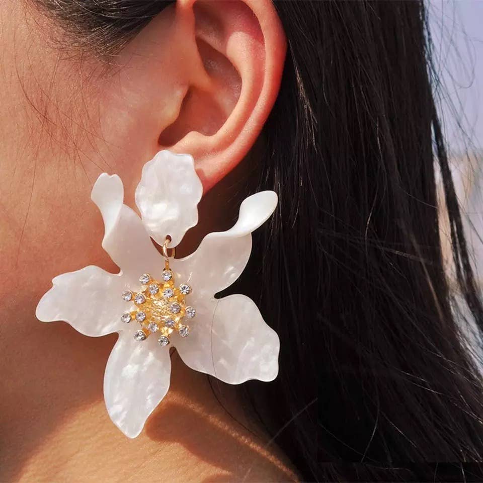 White Flower Earrings