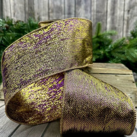 Metallic Splash Purple & Gold Ribbon