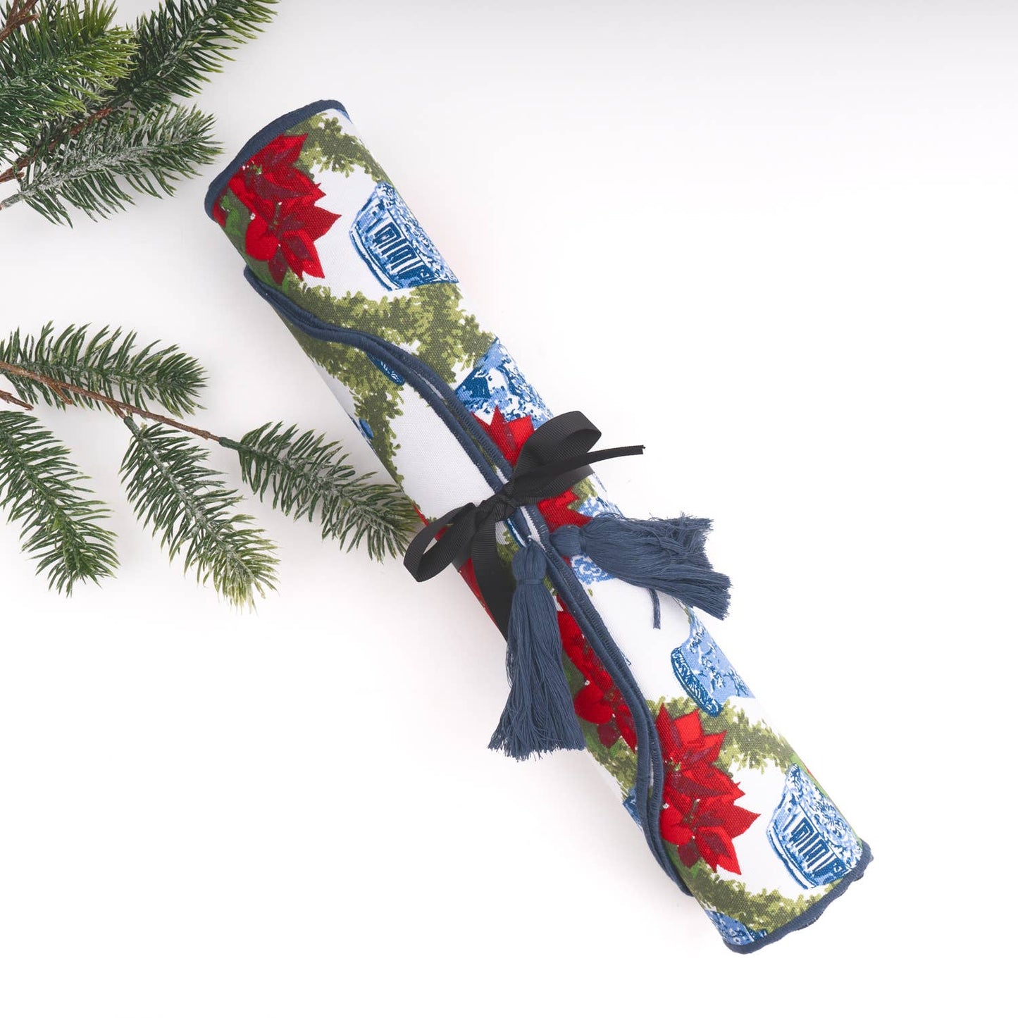 Poinsettias Reversible Tassel Table Runner
