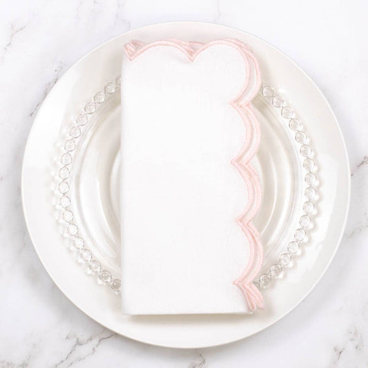 Scallop Napkin White/Pink 18x18