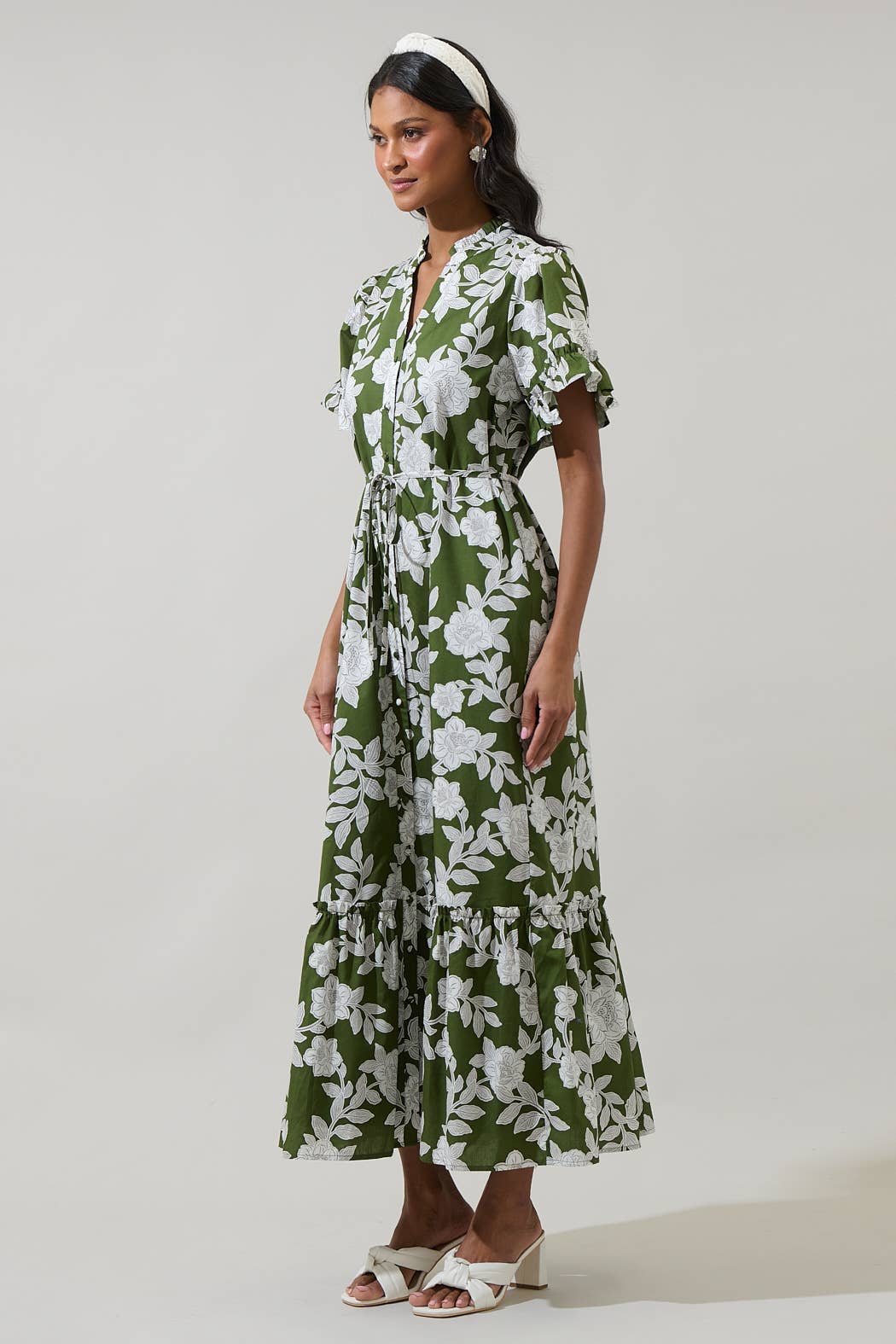 Haizley Floral Alna Button Up Midi Dress
