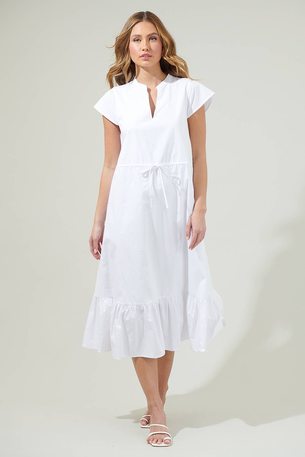 Willow Dust Split Neck Midi Dress