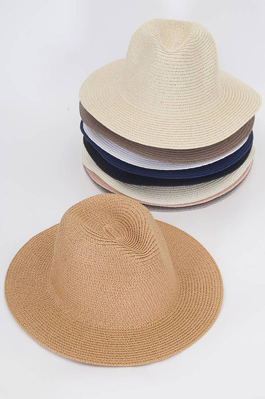 Plain Summer Straw Fedora Hat