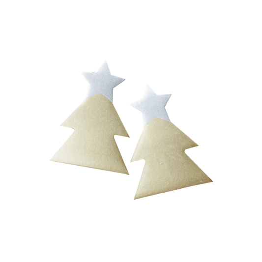 Silver Christmas Tree Horn Earrings
