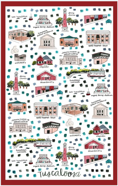 Double Sided Tuscaloosa Tea Towel