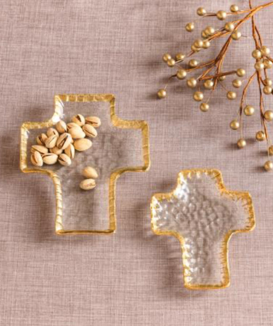 Gold Glass Cross Nested Tidbit Trays