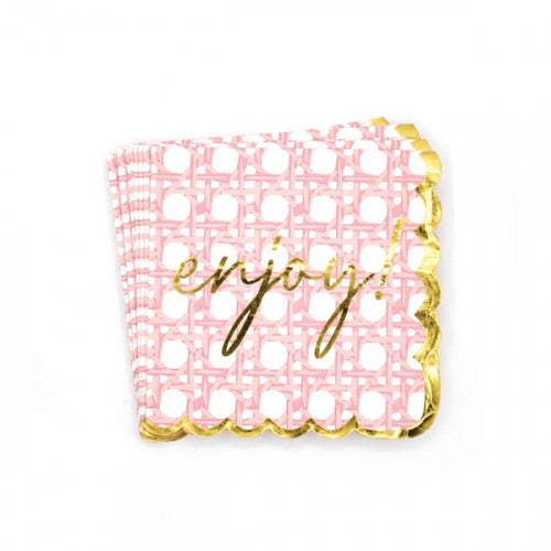 Pink Cane Enjoy Beverage Napkin