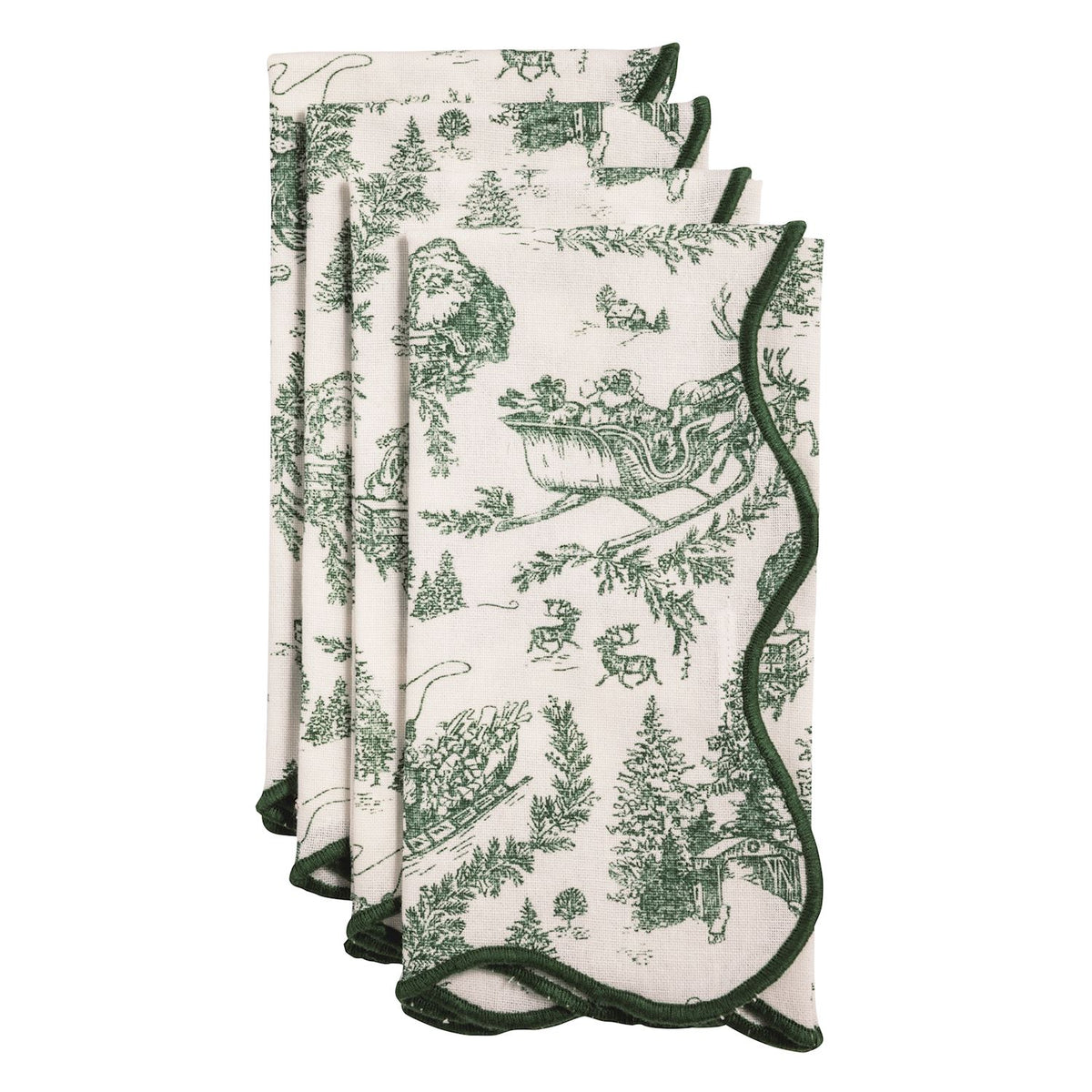 Green Toile Dinner Napkin Set