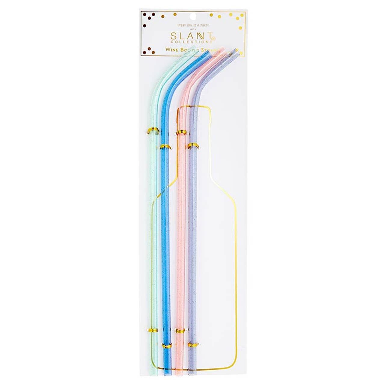 Happy Colors Wine Bottle Glitter Straws