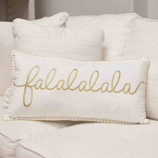 Falalalala Pillow Cream/Gold 24x13