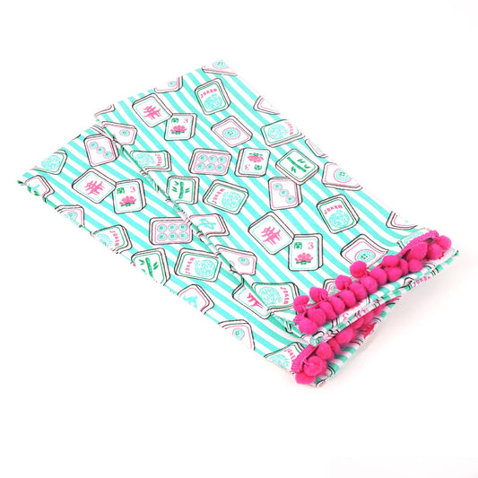 Mahjong Stripe Pom-Pom Kitchen Towel Set of 2