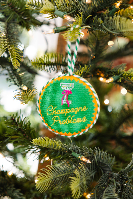Needlepoint Ornament - Champagne Problems