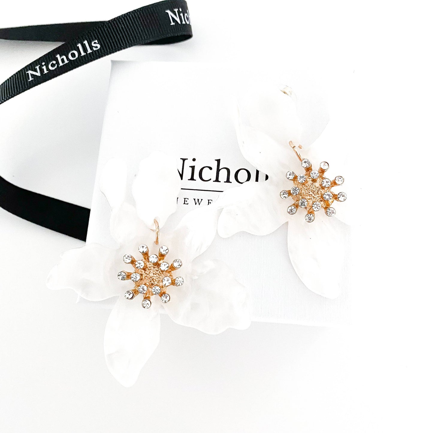 White Flower Earrings
