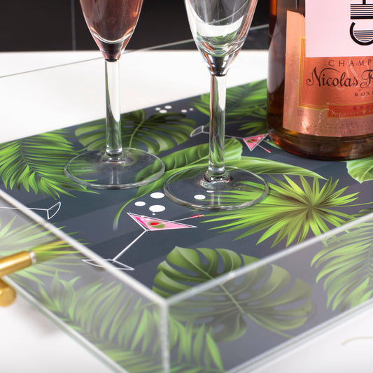 Martini Palm Rectangle Acrylic Tray