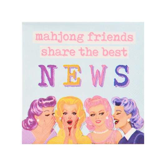 "Mahjong Friends Share the Best NEWS" Cocktail Napkins