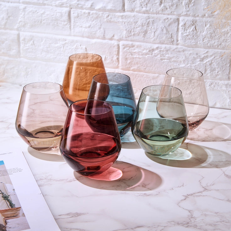 Stemless Crystal Wine Glass Set