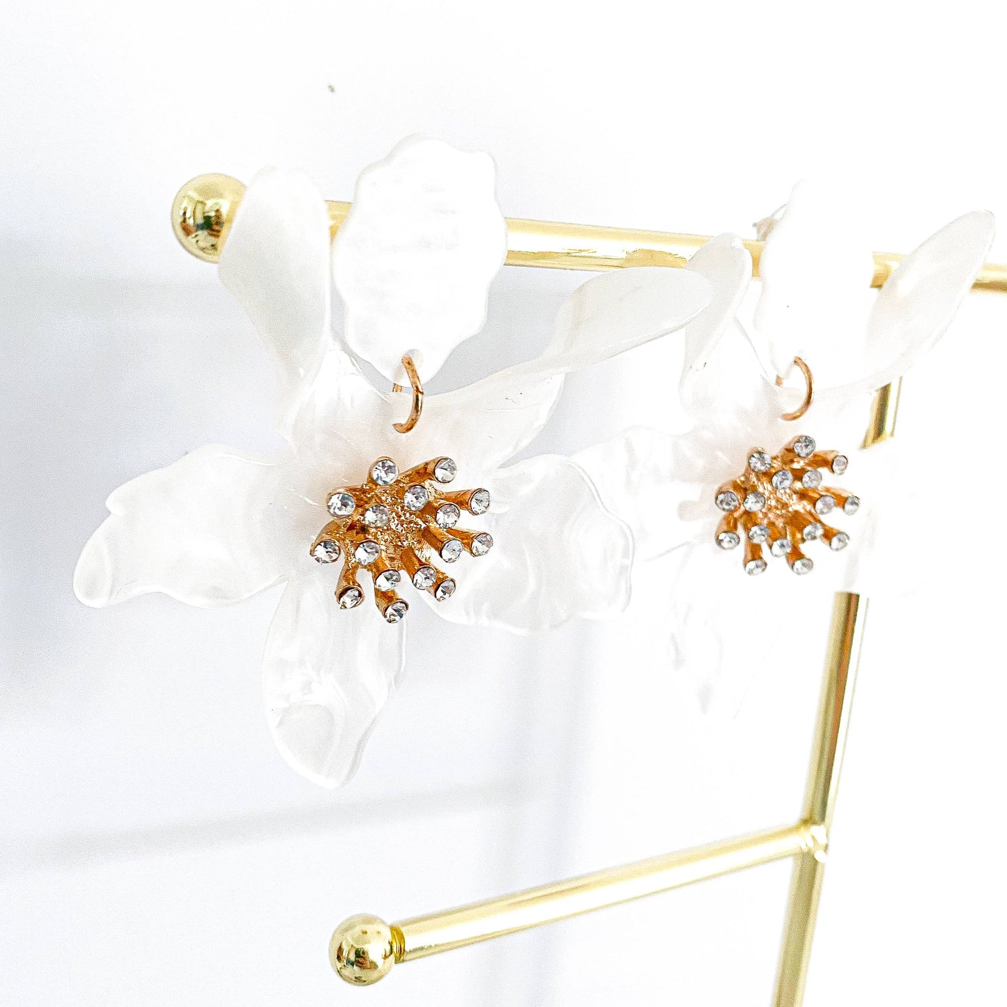 White Flower Earrings