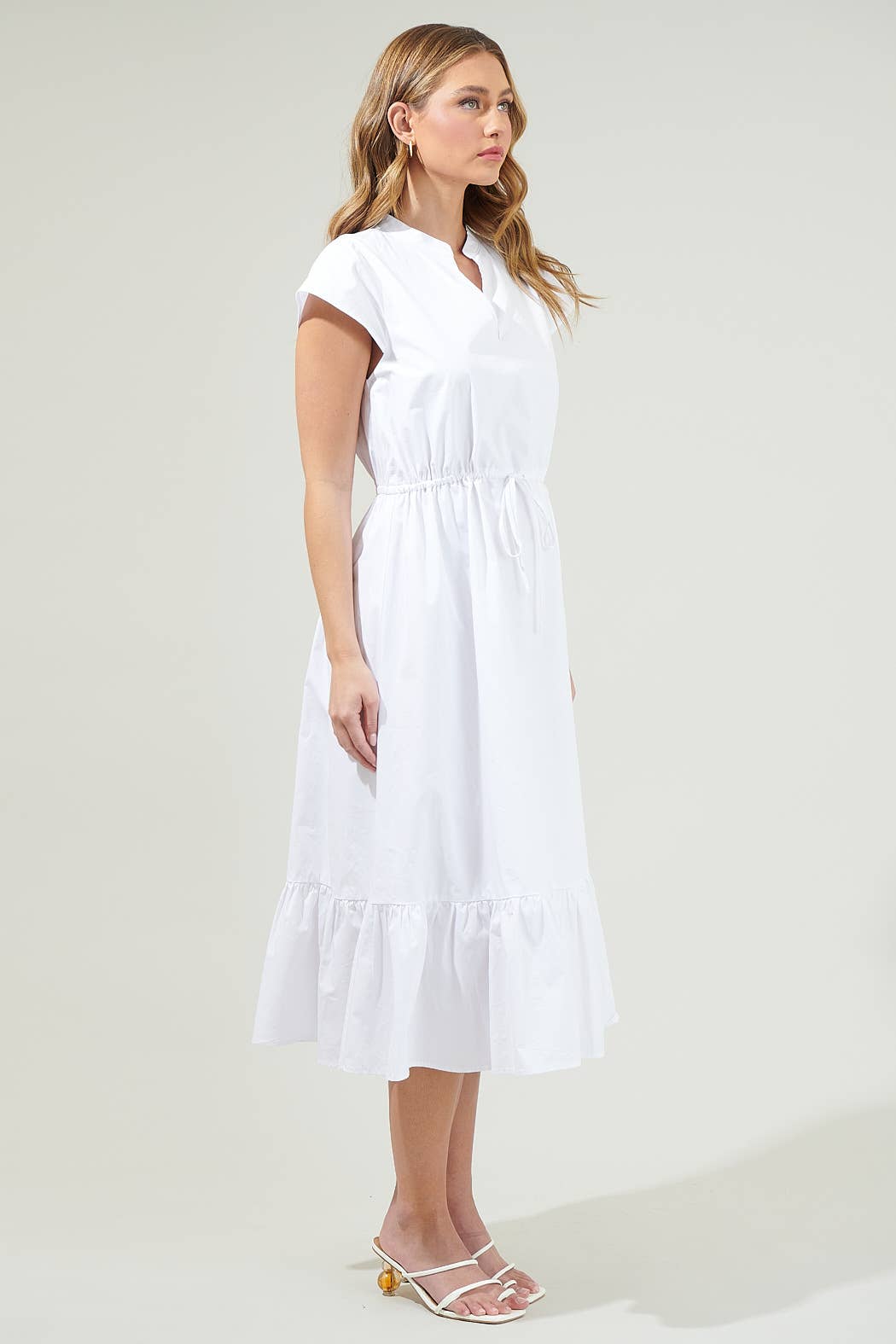 Willow Dust Split Neck Midi Dress
