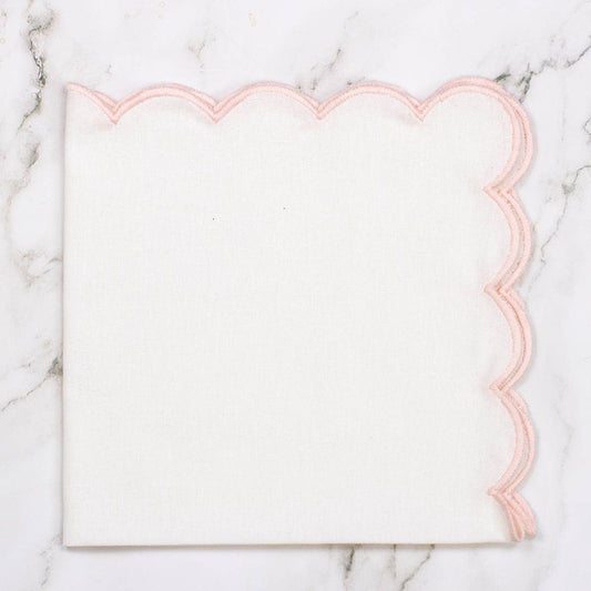 Scallop Napkin White/Pink 18x18