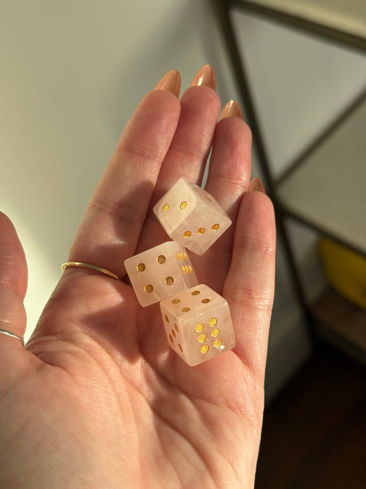 Rose Quartz Crystal Carved Dice