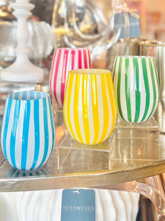 Hand painted Stemless Wine Glass