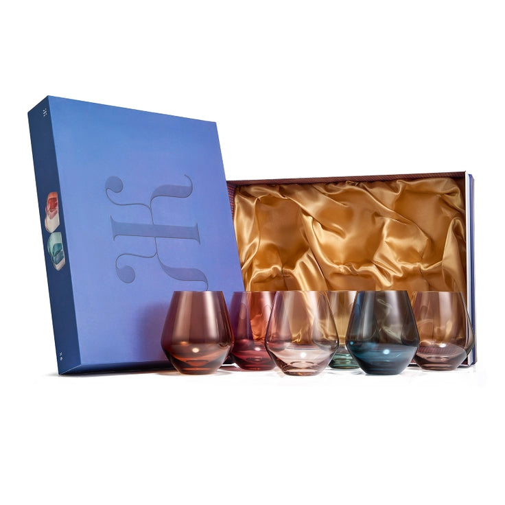 Stemless Crystal Wine Glass Set