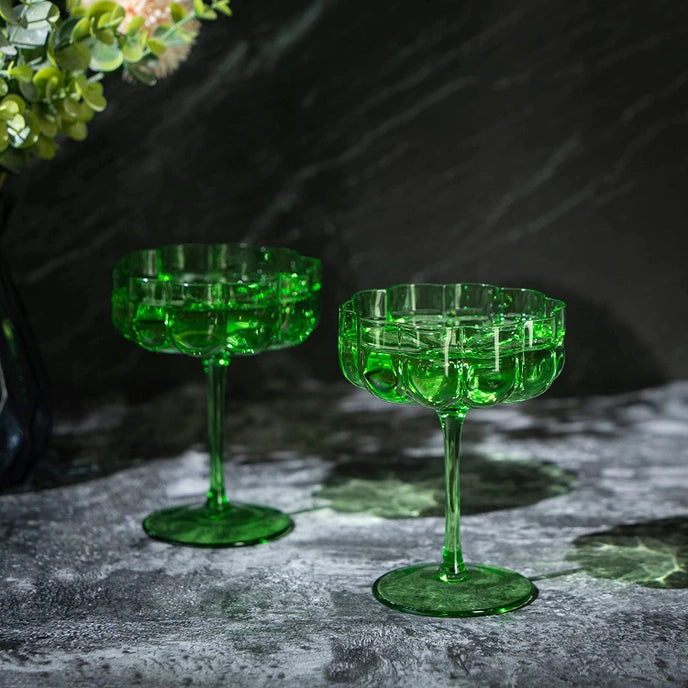Wave Flower Coupe Glass