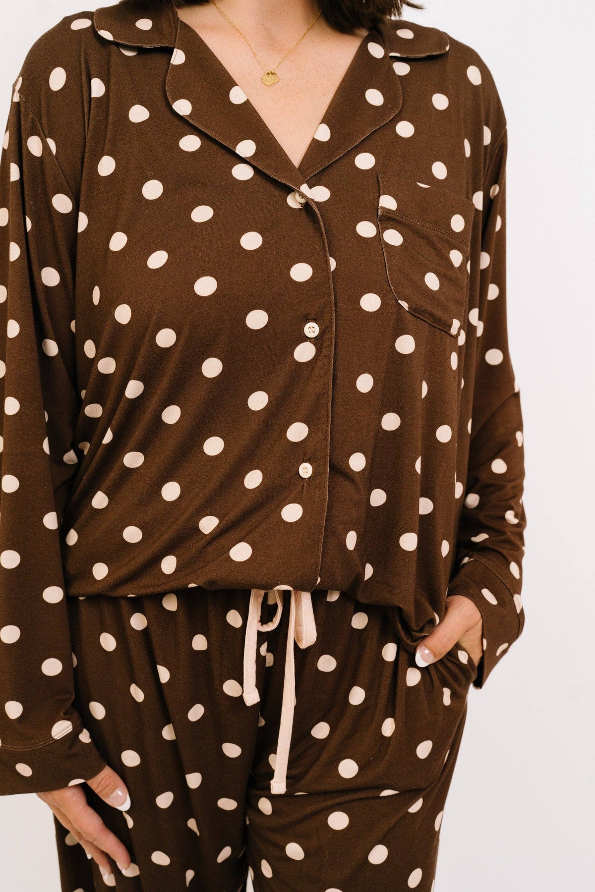 Espresso Polkadot Women's Bamboo Pajama Set