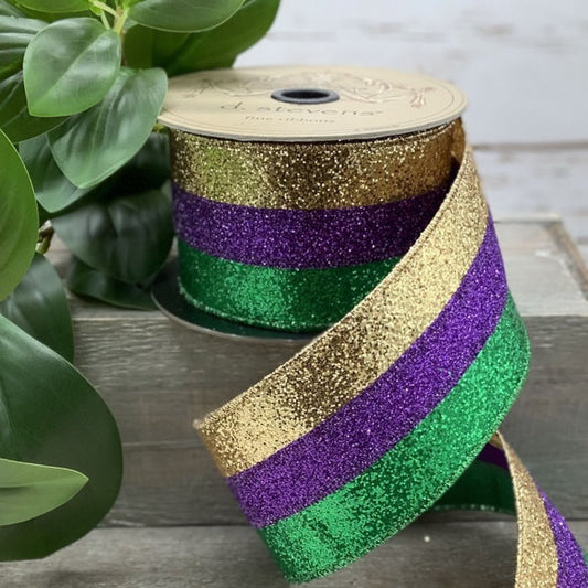 Glitter Trio Purple, Green & Gold Ribbon