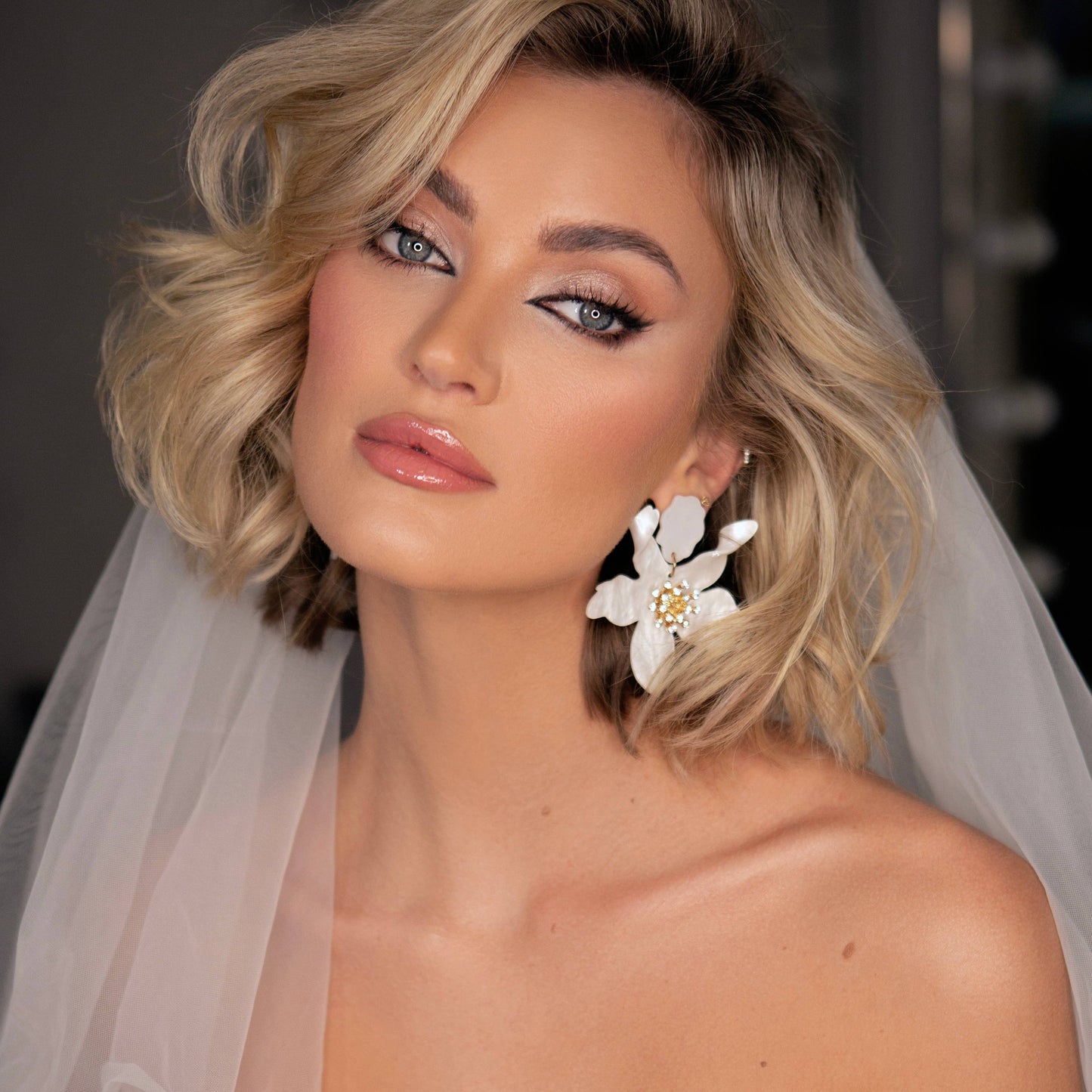White Flower Earrings