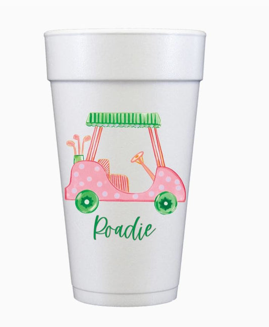 Girly Golf Cart Roadie Foam Cups