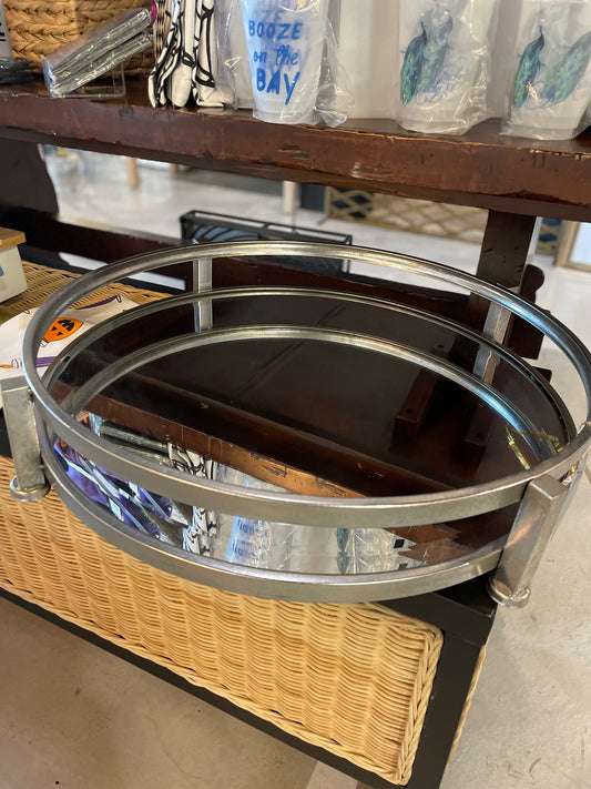 Silver Mirror Tray - Round