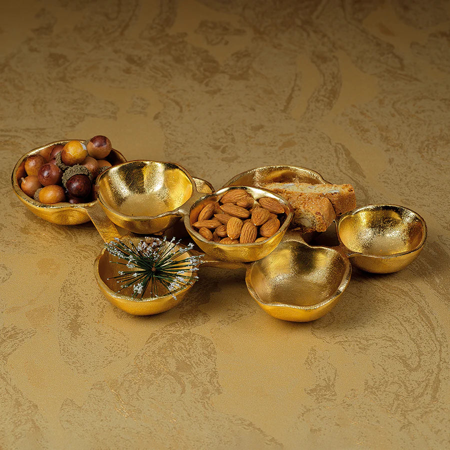 Gold Textured 8 Bowl Tray