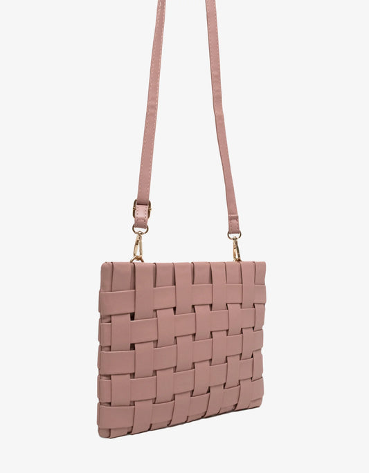 Large Lindy Woven Clutch - Rose