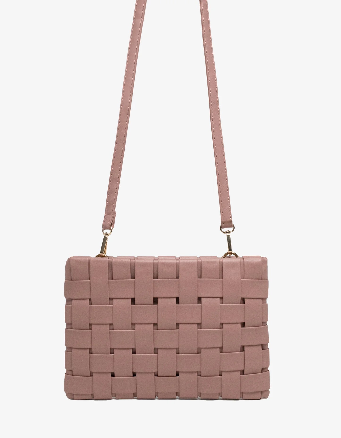 Large Lindy Woven Clutch - Rose