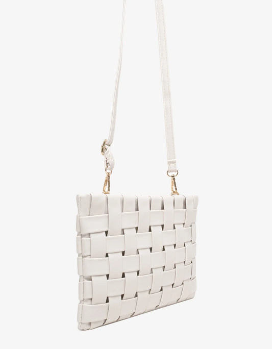 Large Lindy Woven Clutch - Off White