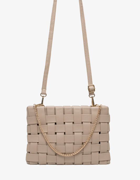 Large Lindy Woven Clutch - Light Tan
