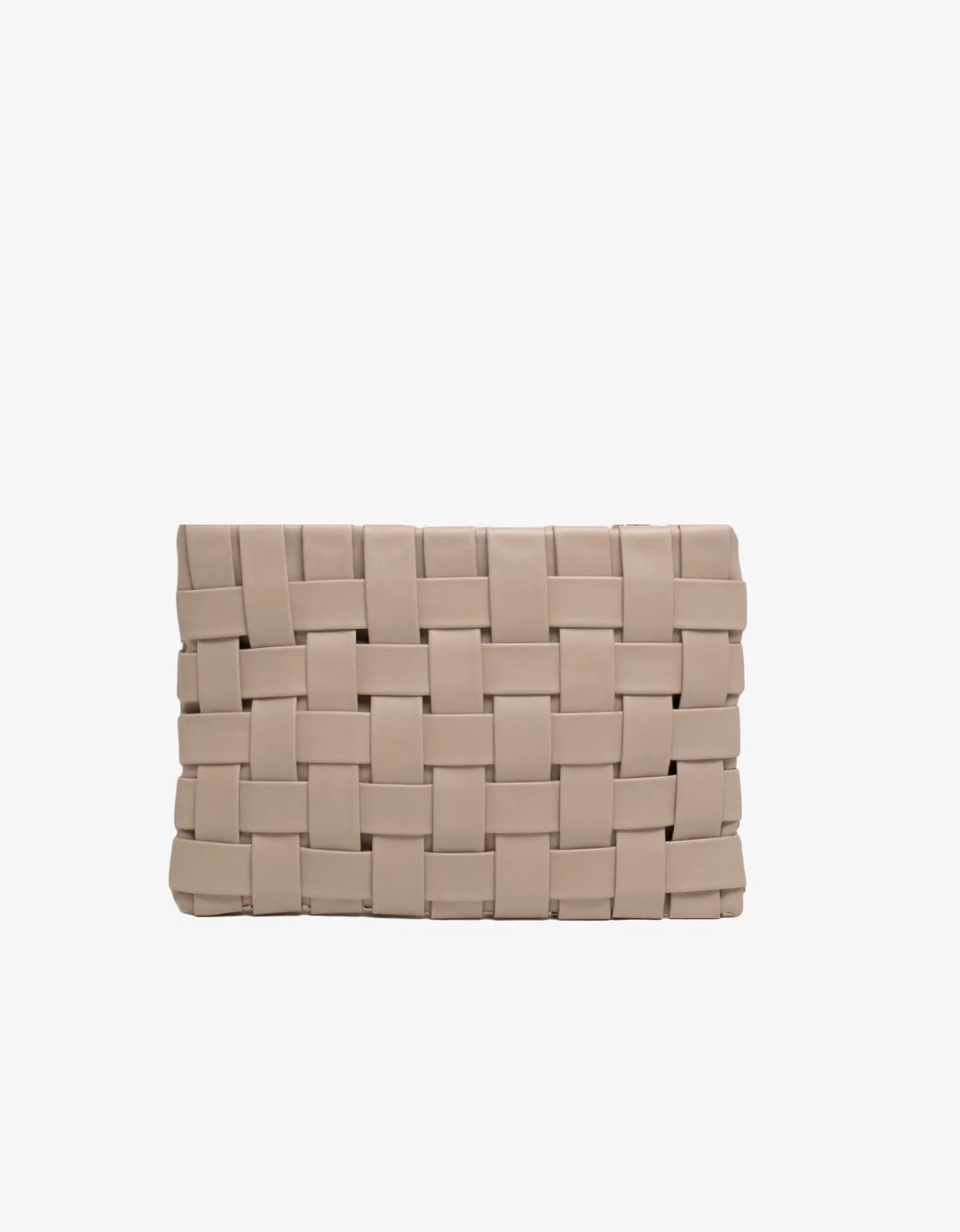 Large Lindy Woven Clutch - Light Tan