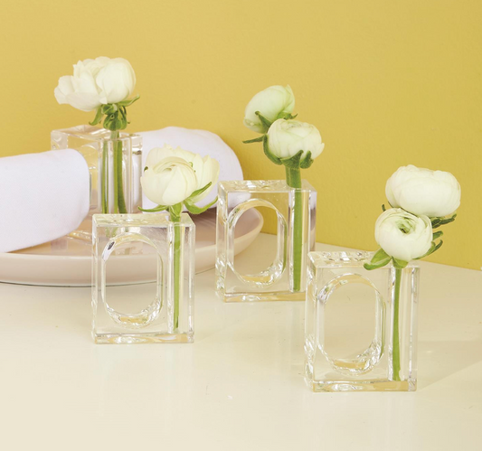 Set of 4 Acrylic Napkin/Flower Holders
