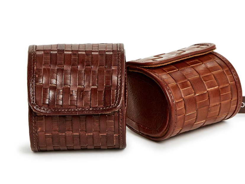Chestnut Woven Leather Watch Case