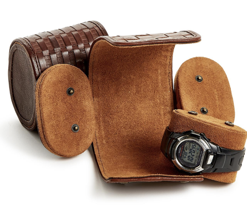 Chestnut Woven Leather Watch Case