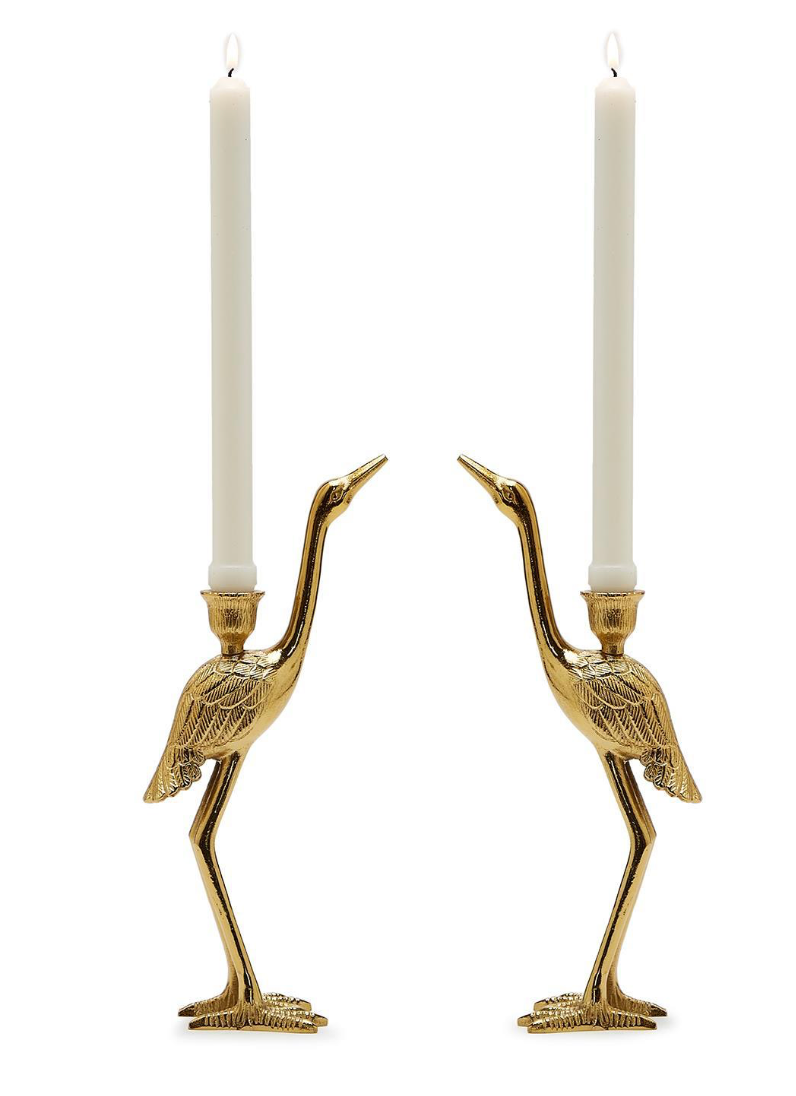 Set of 2 Crane Candle Holder
