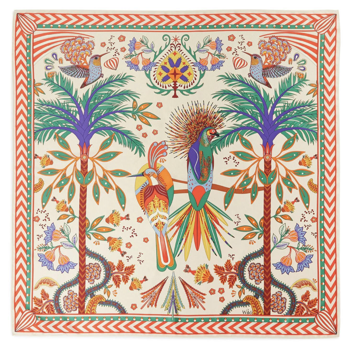 Magic India Print Beige Medium Square Scarf Designed by Wild Paris