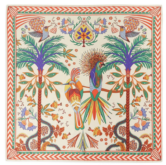 Magic India Print Beige Medium Square Scarf Designed by Wild Paris