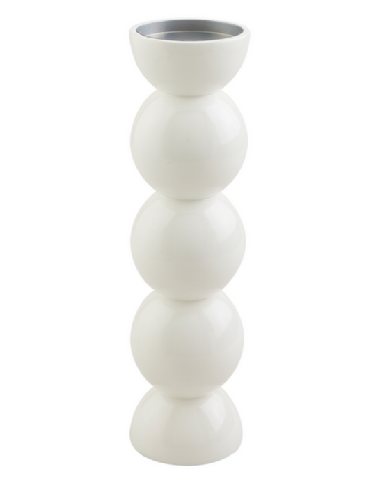 Med White Lacquer Candlestick
