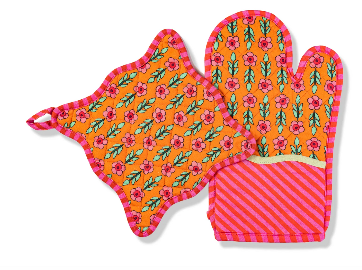 Red Pot Holder & Oven Mitt