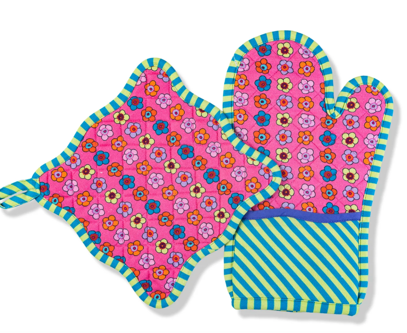 Pink Pot Holder & Oven Mitt