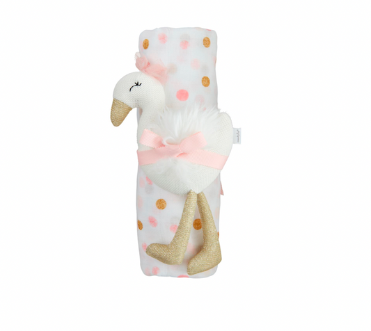 Dot Swaddle & Rattle Set