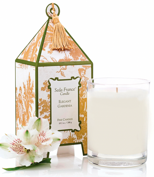 Elegant Gardenia Classic Toile Pagoda Box Candle