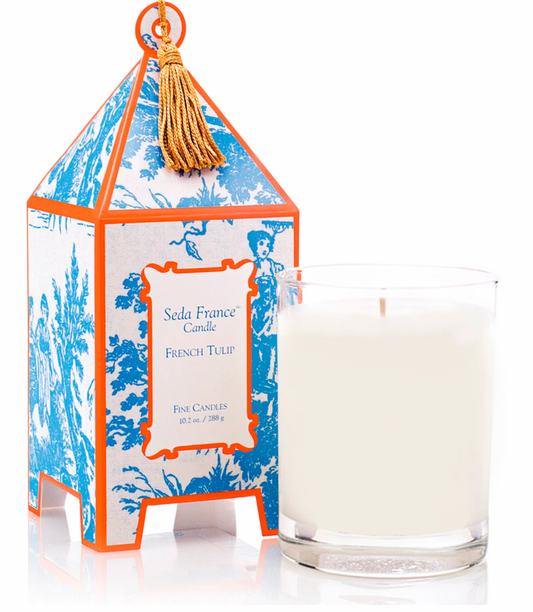 French Tulip Classic Toile Pagoda Box Candle
